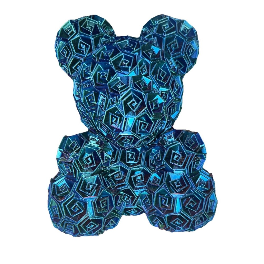 Kocyns 3D Printed Rose Bear Geometric Art Sculpture Iridescent Abstract Figure